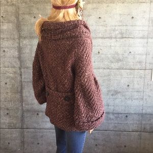 Zara aubergine coat with shawl collar&poet sleeves